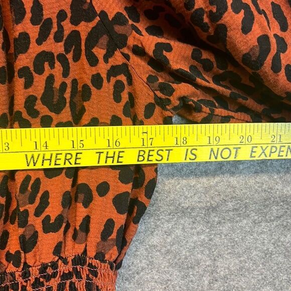 KNOX ROSE Dress Size Large Smocked Elastic Waist Animal Print Rust Large Fall - Picture 8 of 14